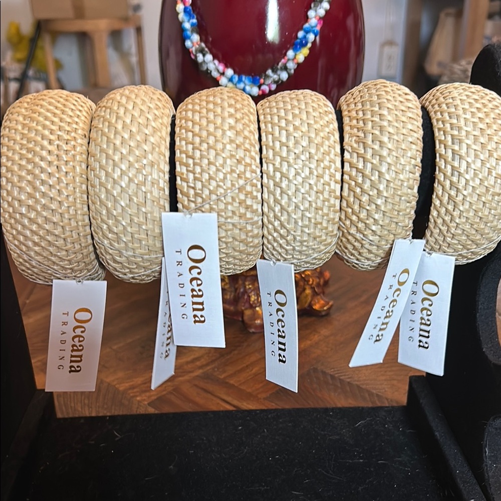 Oceana Trading Woven Tan Bangles